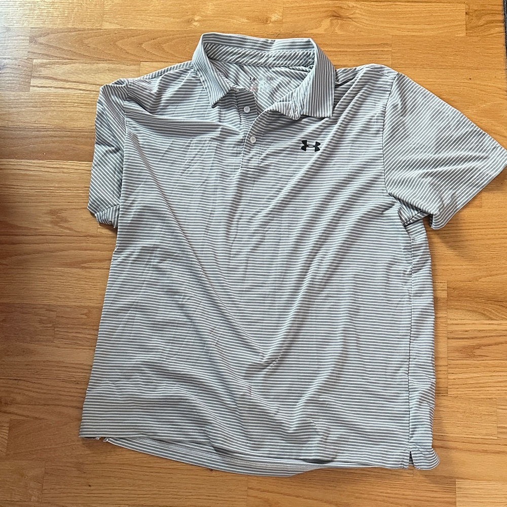 Under Armour Men's golf Shirt - gray and White Stripes